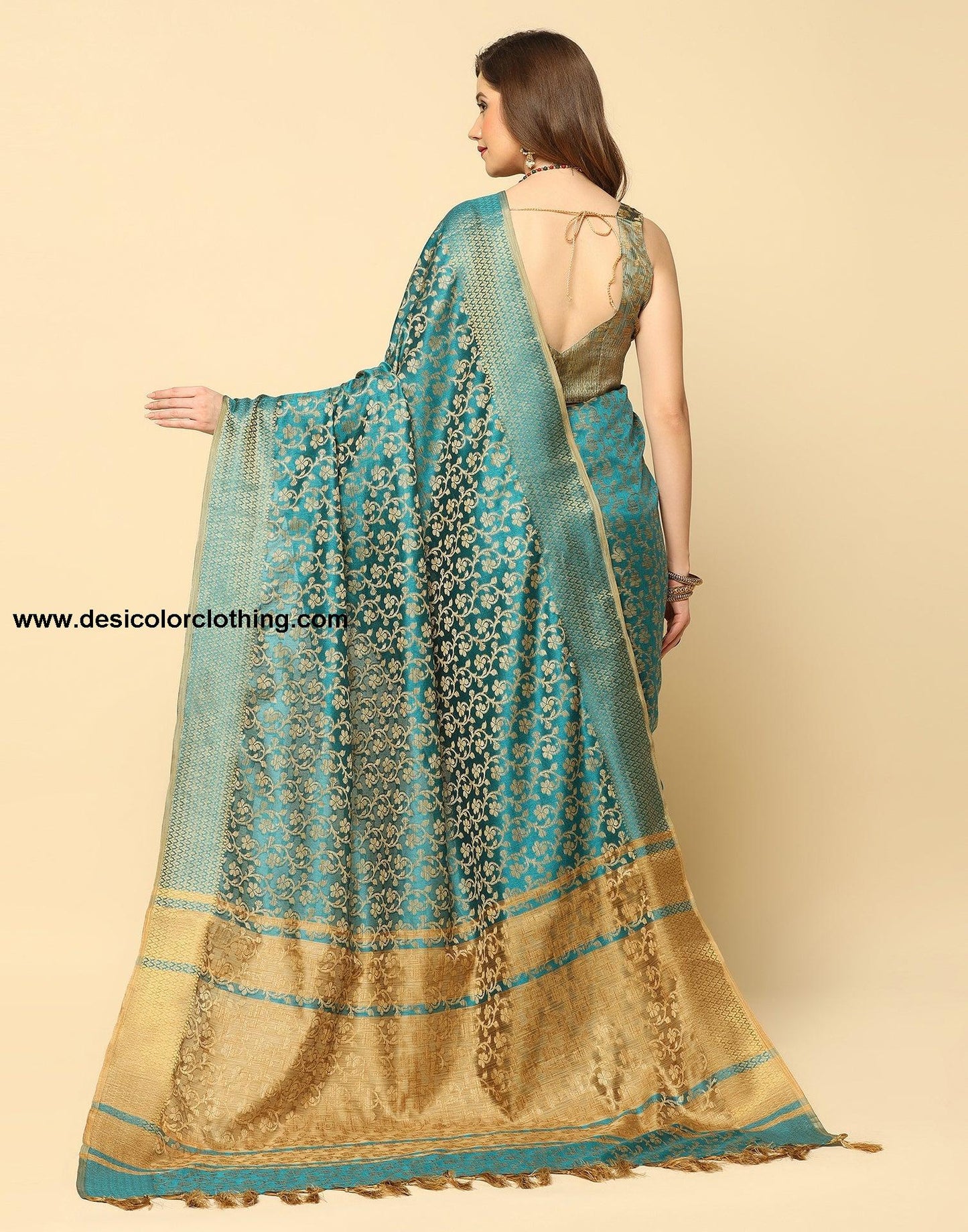 Rama Green Banarasi Silk Saree