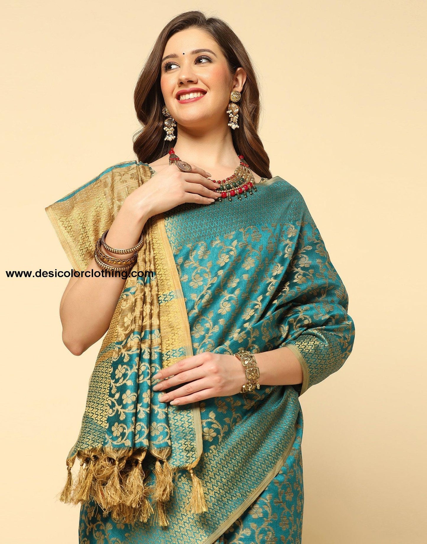 Rama Green Banarasi Silk Saree
