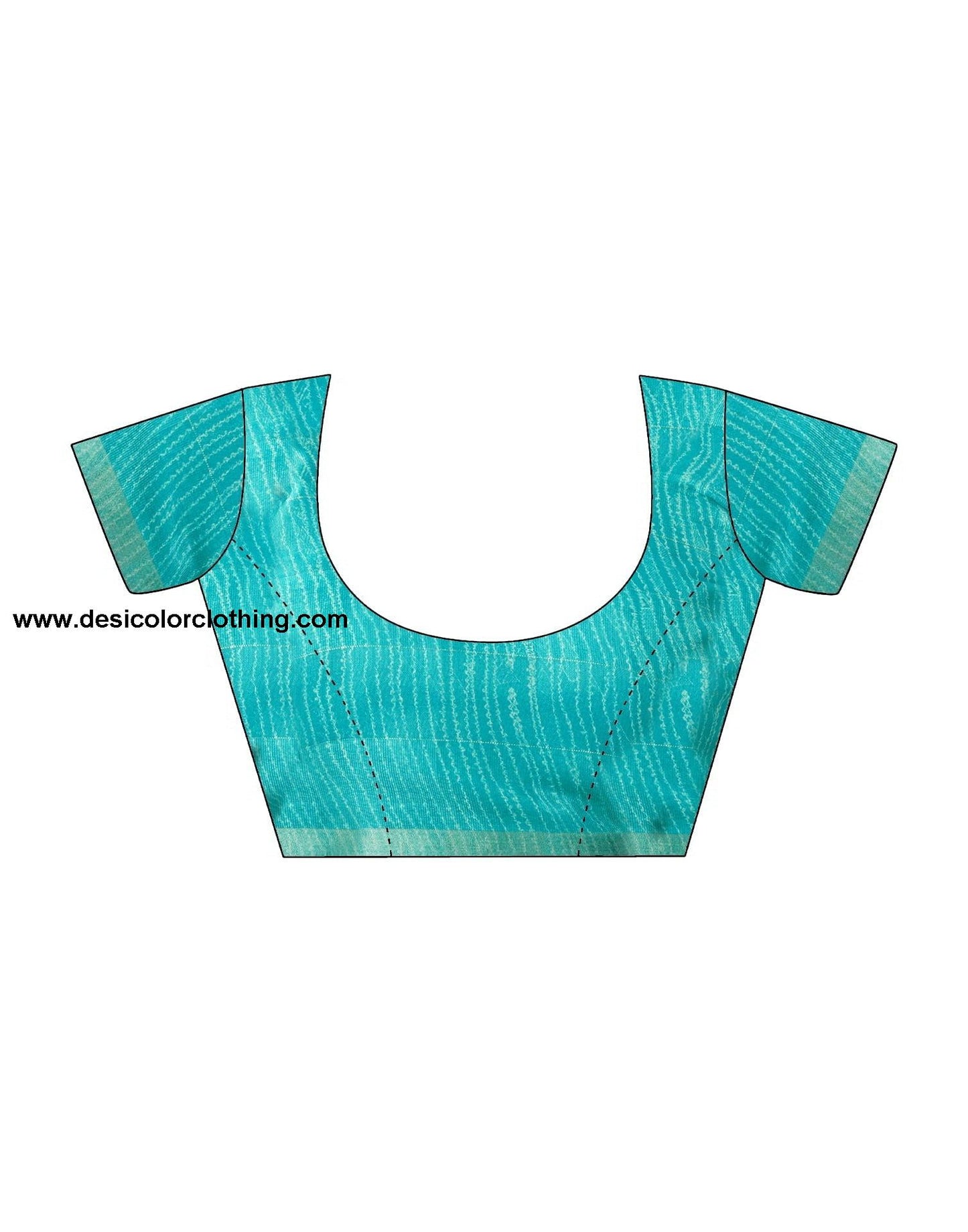 Turquoise Printed Cotton Geometric Saree