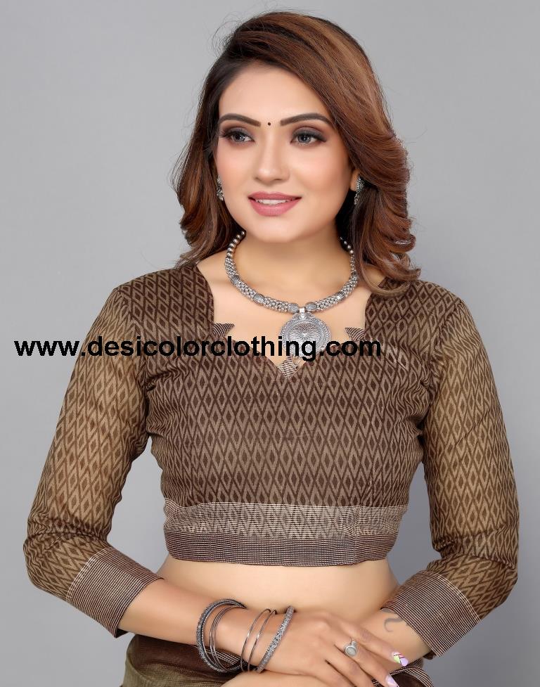 Brown Cotton Saree