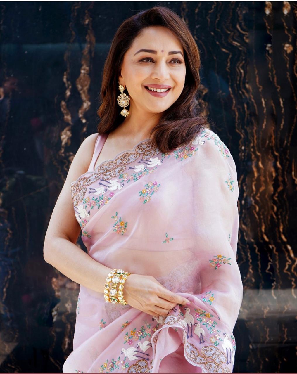 Product Image - Elegant Seqwance and Thread Work Soft Orgenza Saree