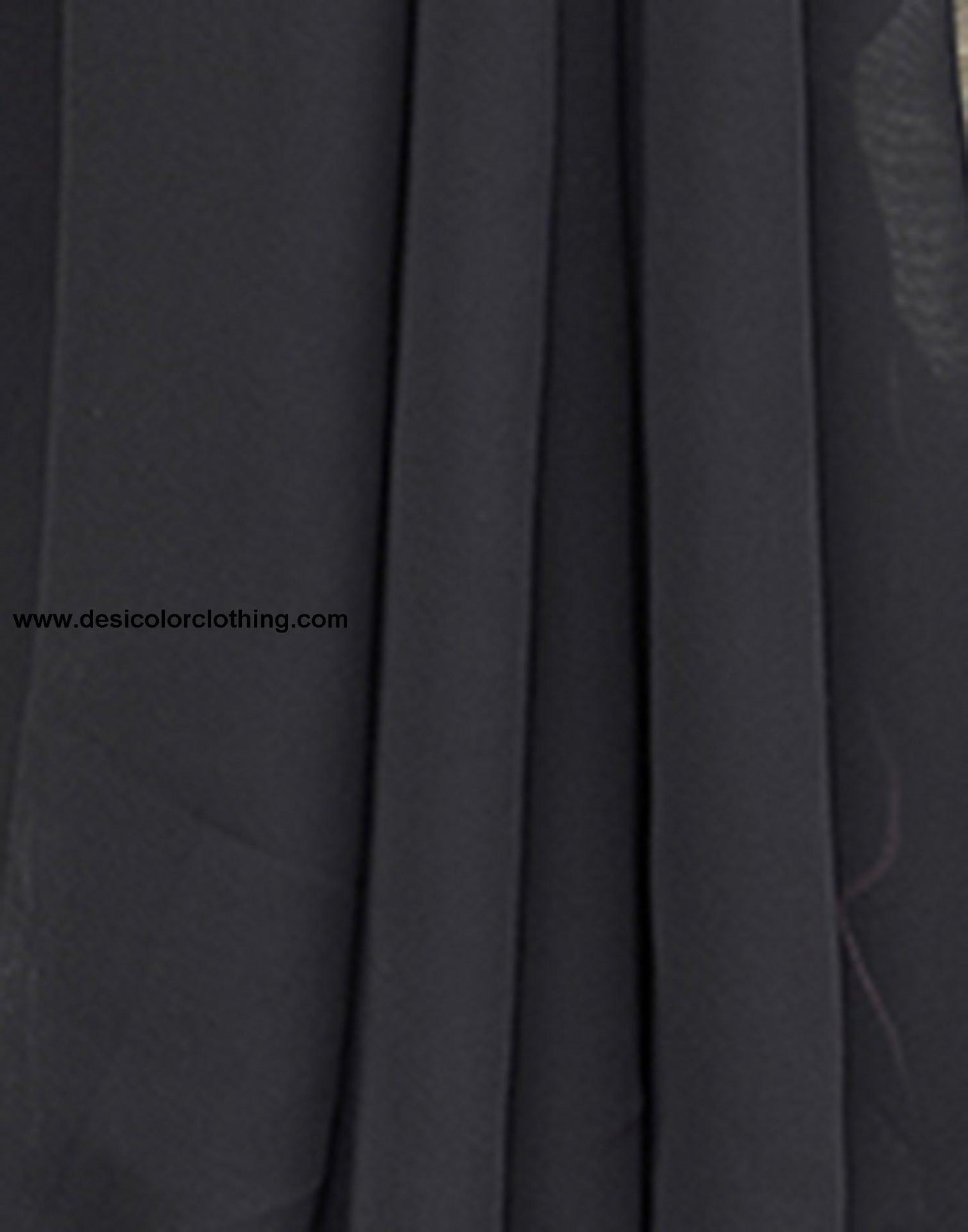 Black Plain Georgette Saree