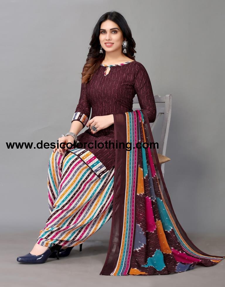 Printed Polyester Unstitched Salwar Suit Material