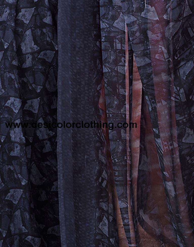 Grey Georgette Printed Sarees