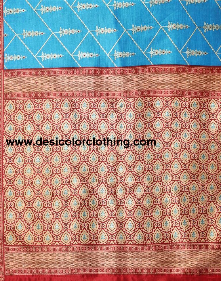 Sky Blue Banarasi Silk Saree