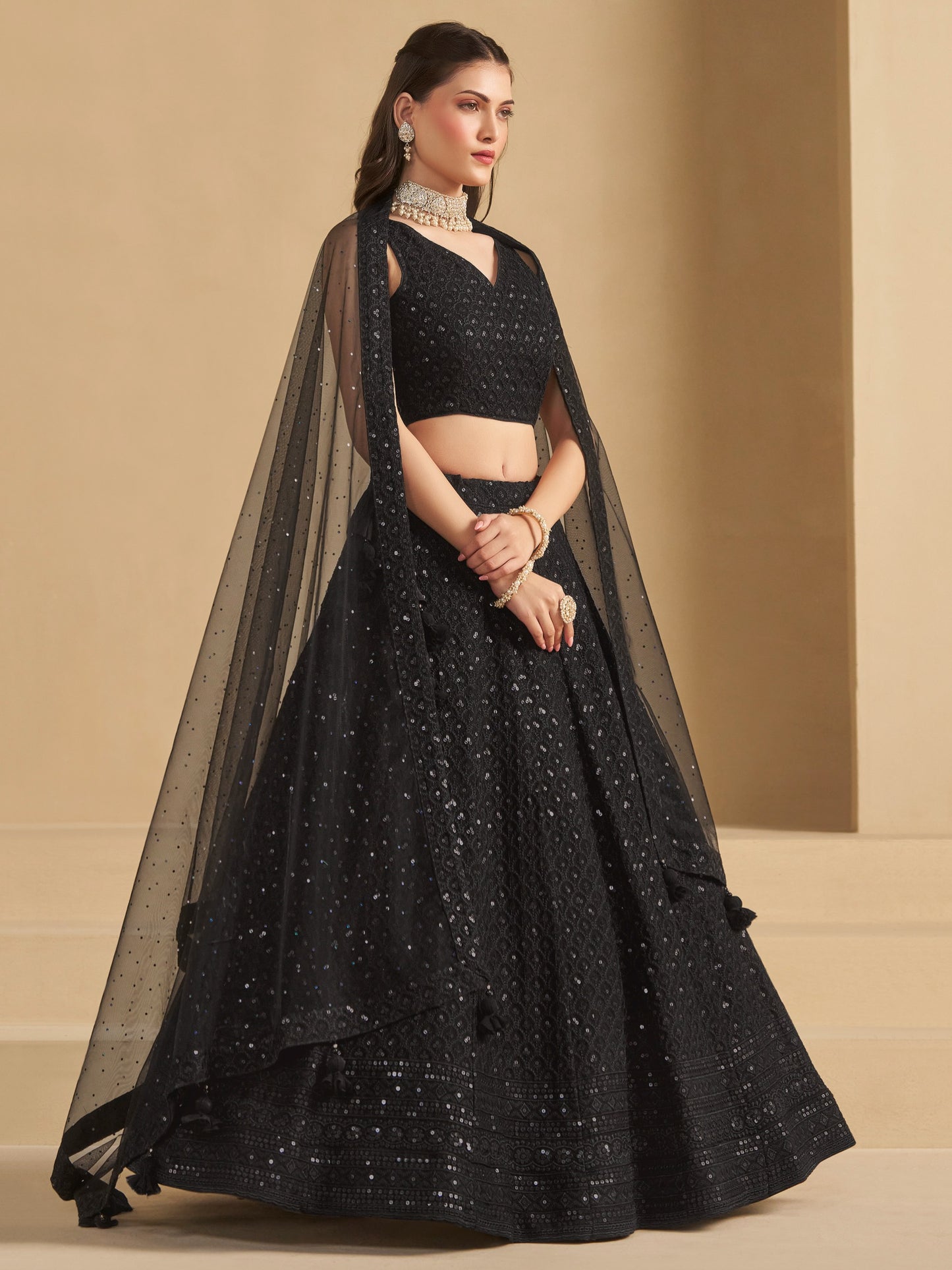 Product Image - Blue Georgette Bridesmaid Lehenga Choli