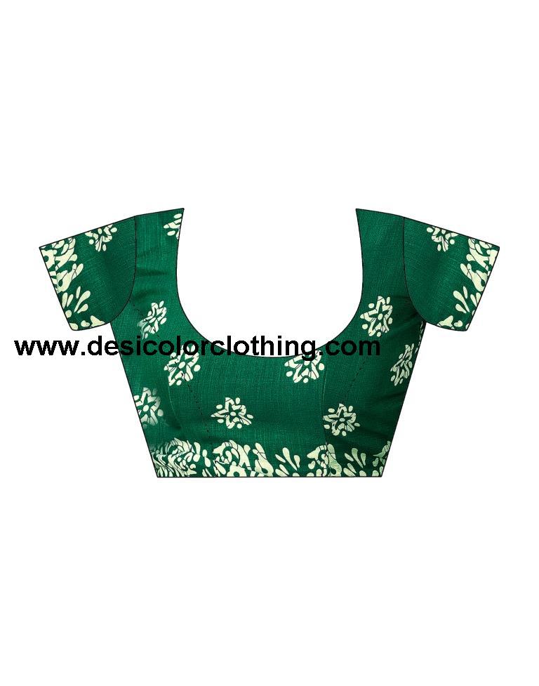 Bottle Green Silk Printed Saree
