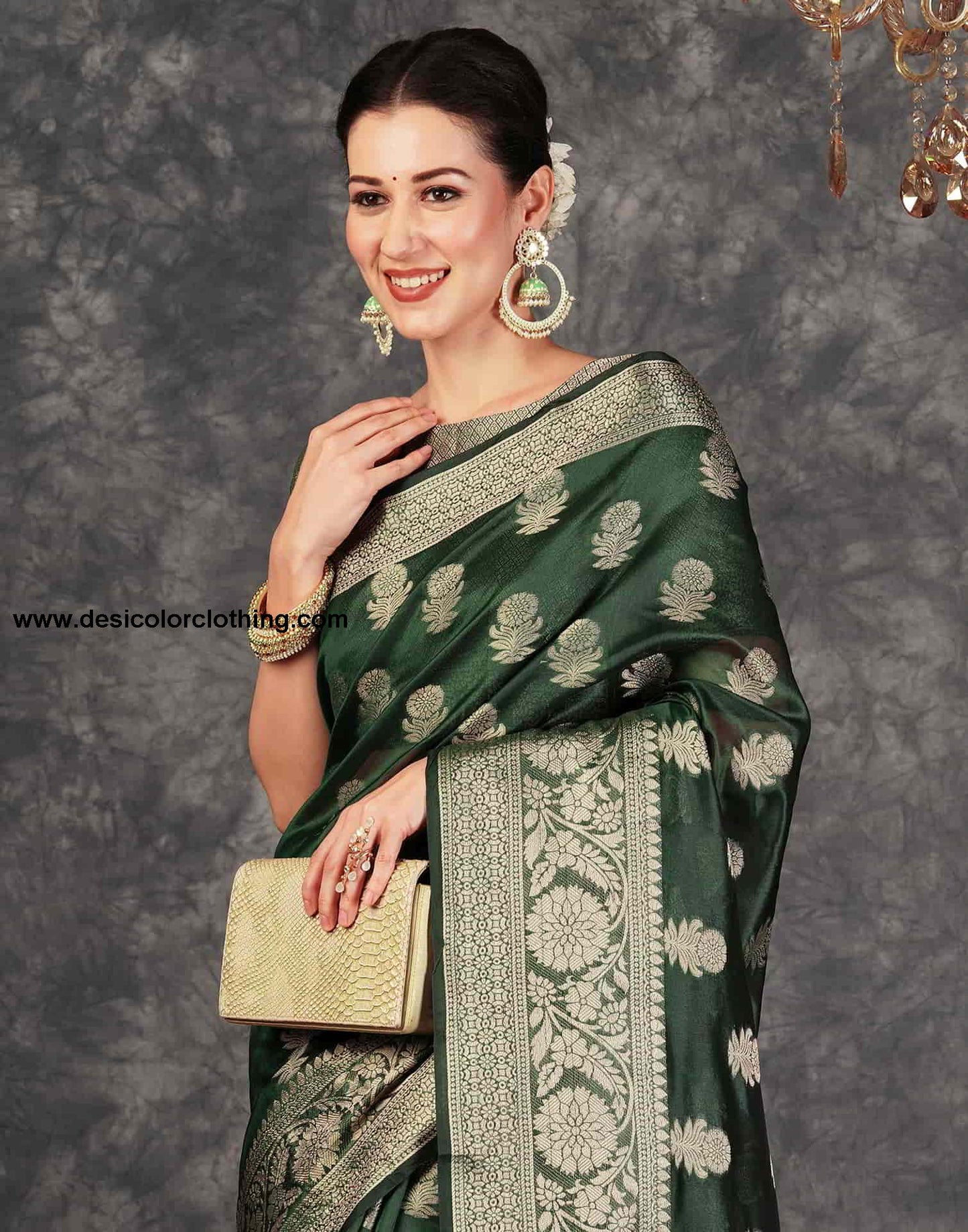Green Banarasi Silk Woven Saree