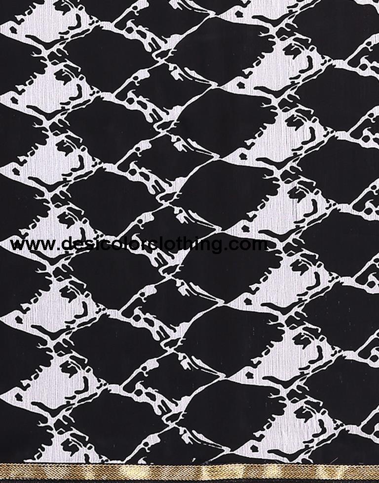 Black Printed Chiffon Saree