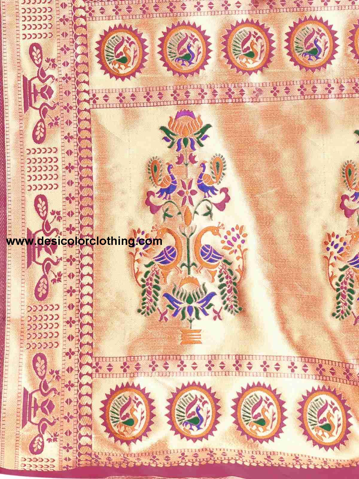 Pink Silk Plain Saree