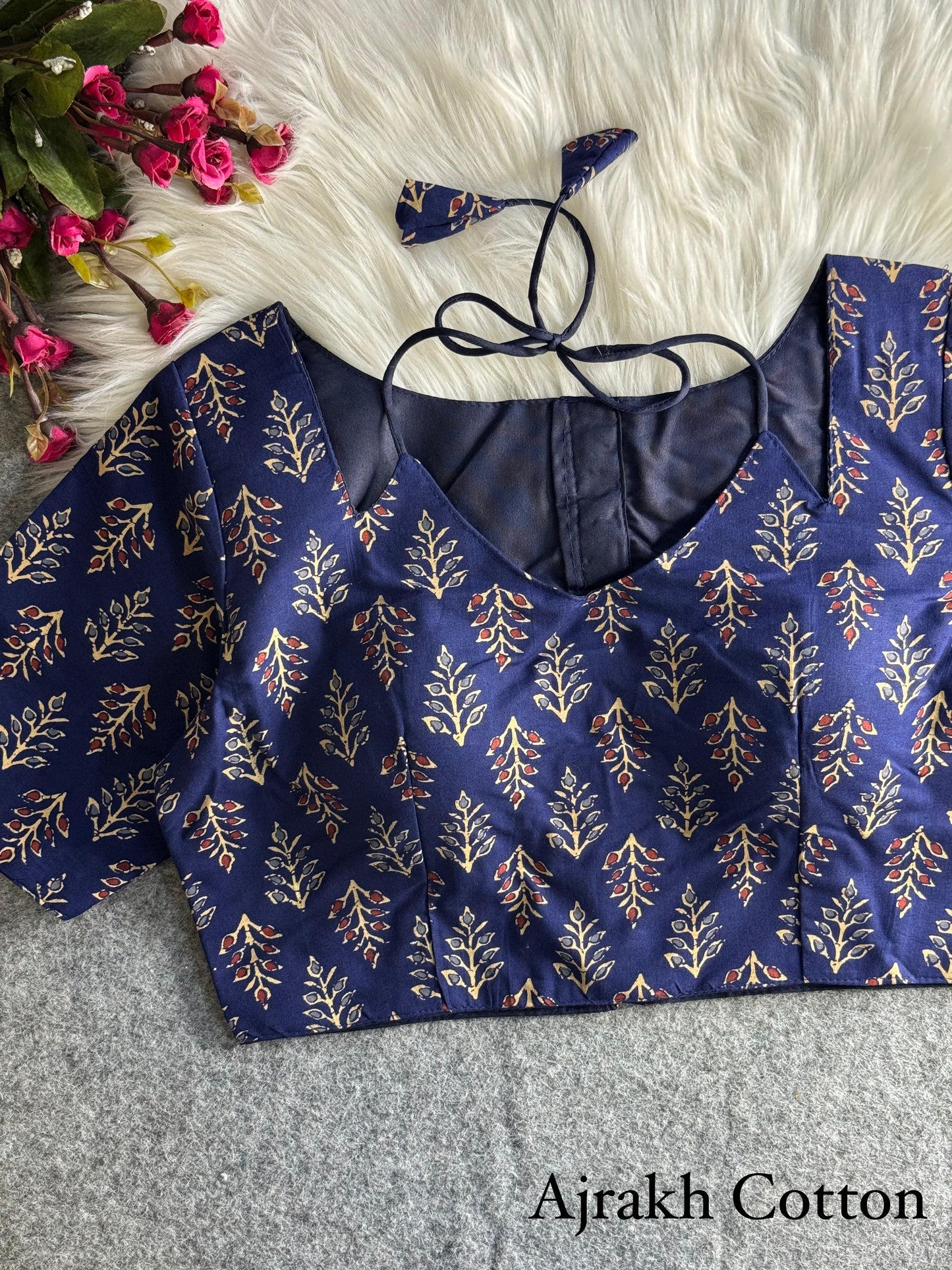 Product Image - Pure Ajrakh Cotton Halter Neck Blouse