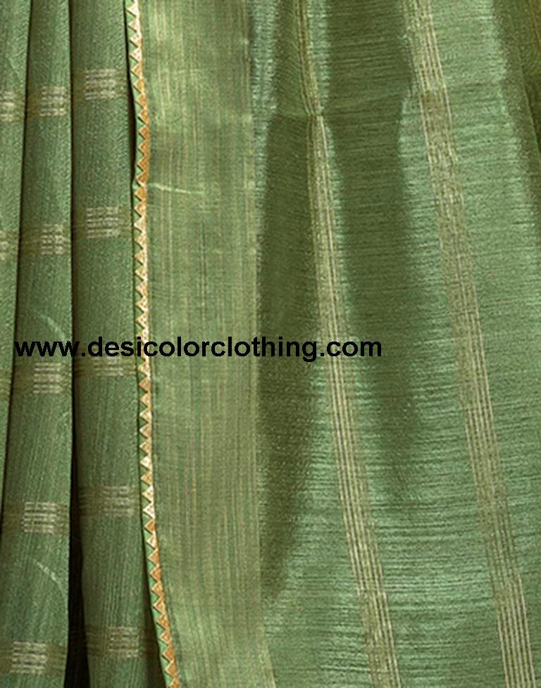 Pista Green Silk Plain Saree