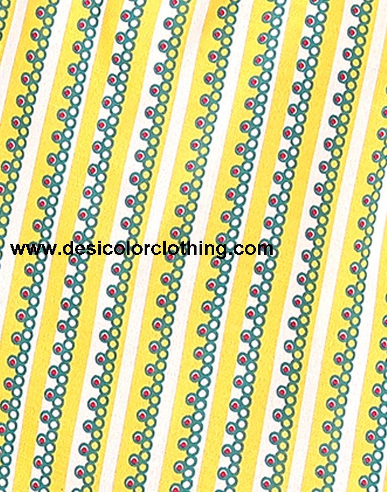 Yellow Printed Cotton Unstitched Salwar Suit Material