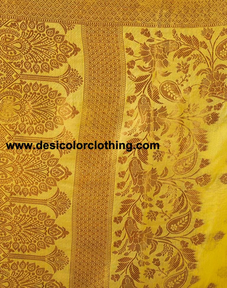 Yellow Silk Plain Saree
