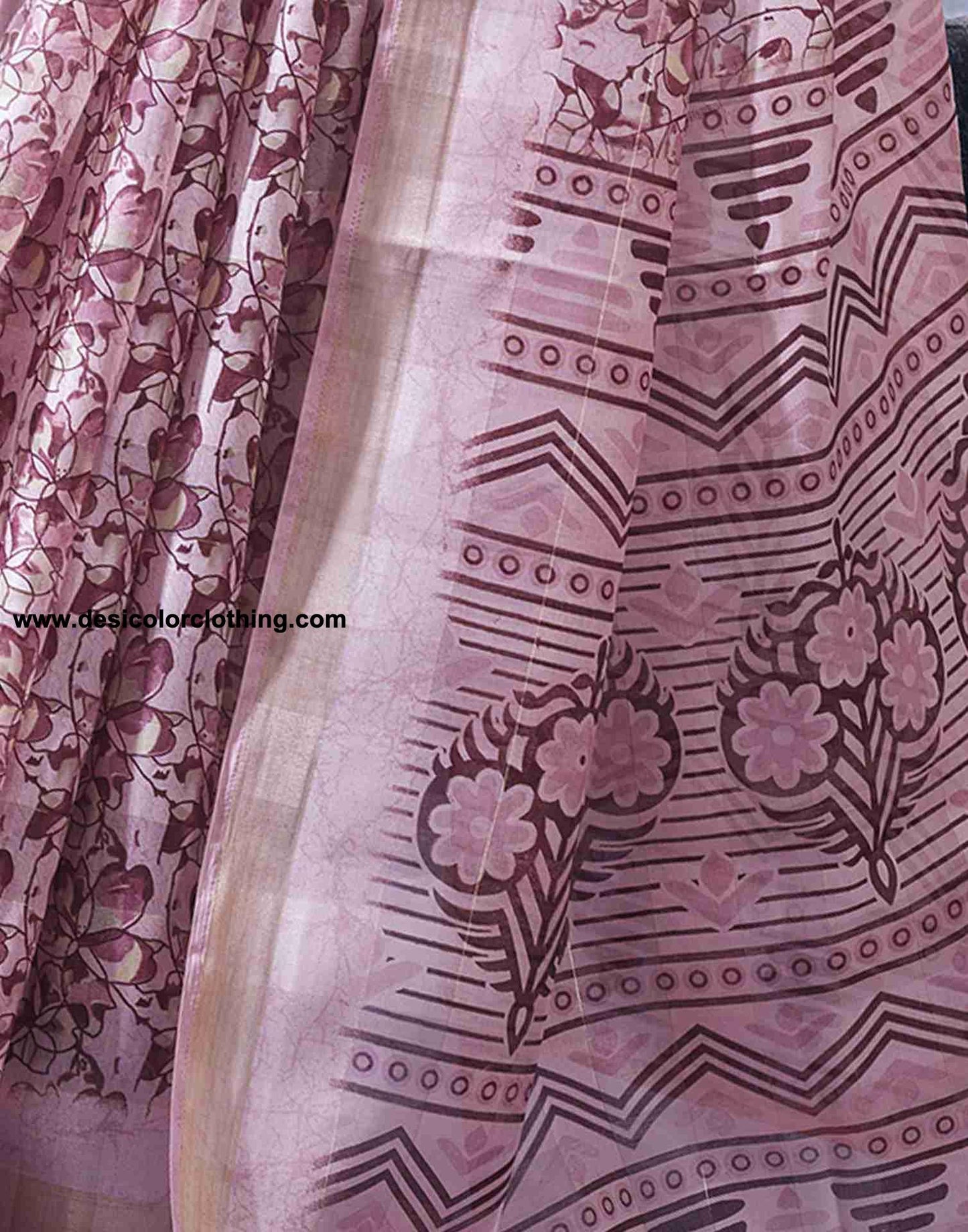 Pink Cotton Printed Saree