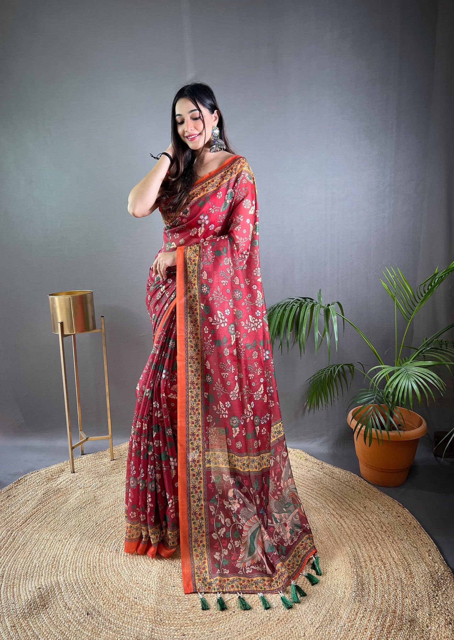 Product Image - Designer Malai Cotton Kalamkari Saree – Perfect Ethnic Wear