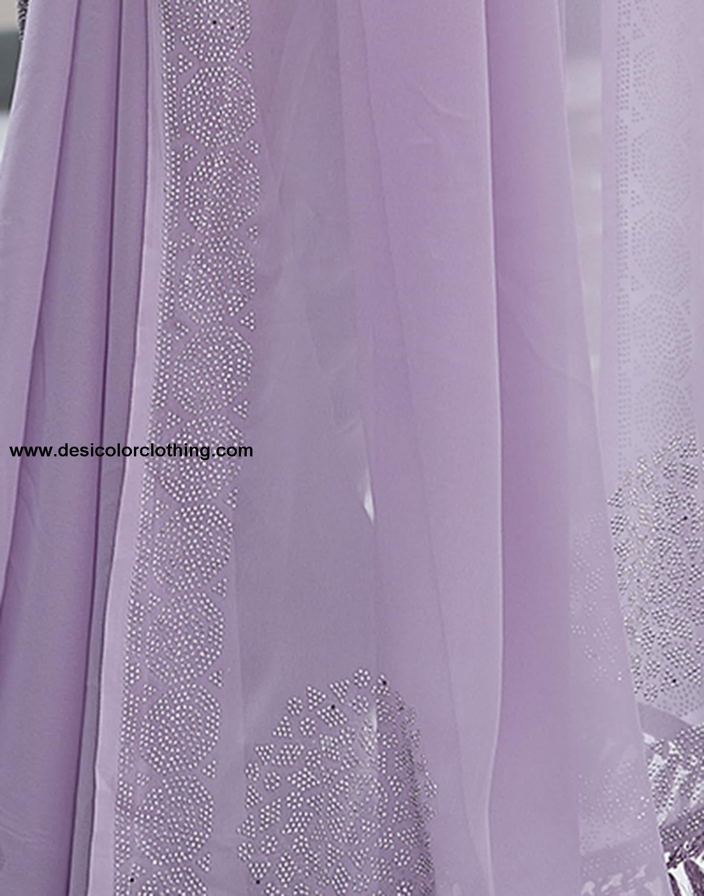 Purple Swarovski Georgette Stone Work Saree