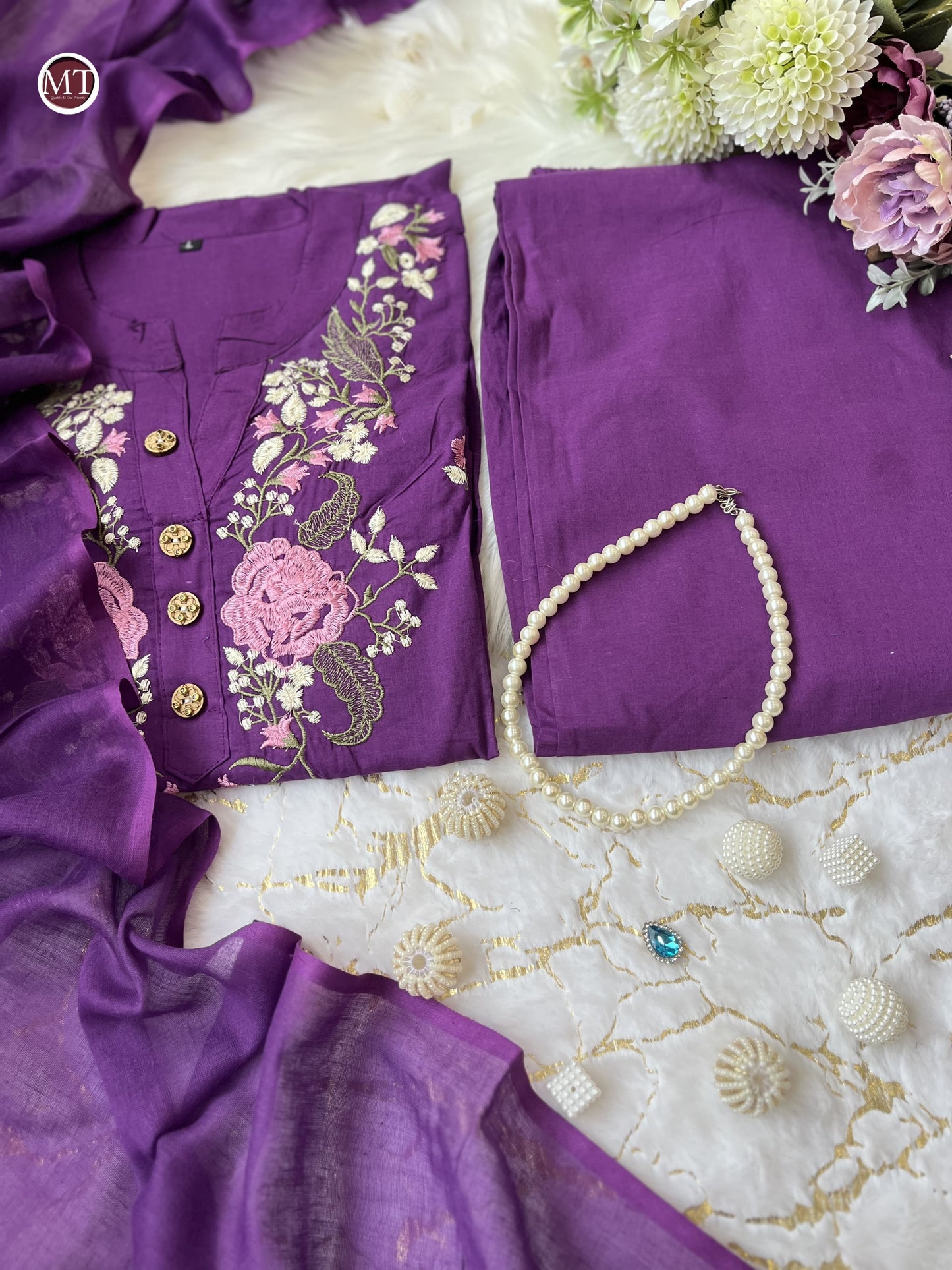Product Image - Pure Cotton Embroidery Work Suit Set - New Launch