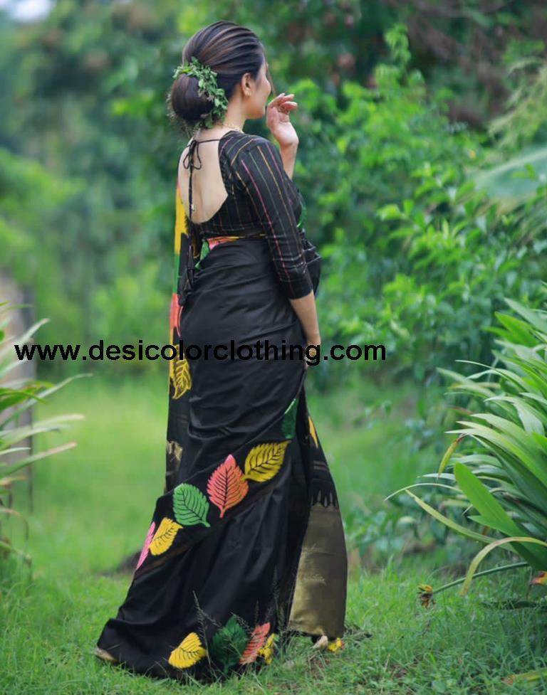 Black Silk Woven Sarees