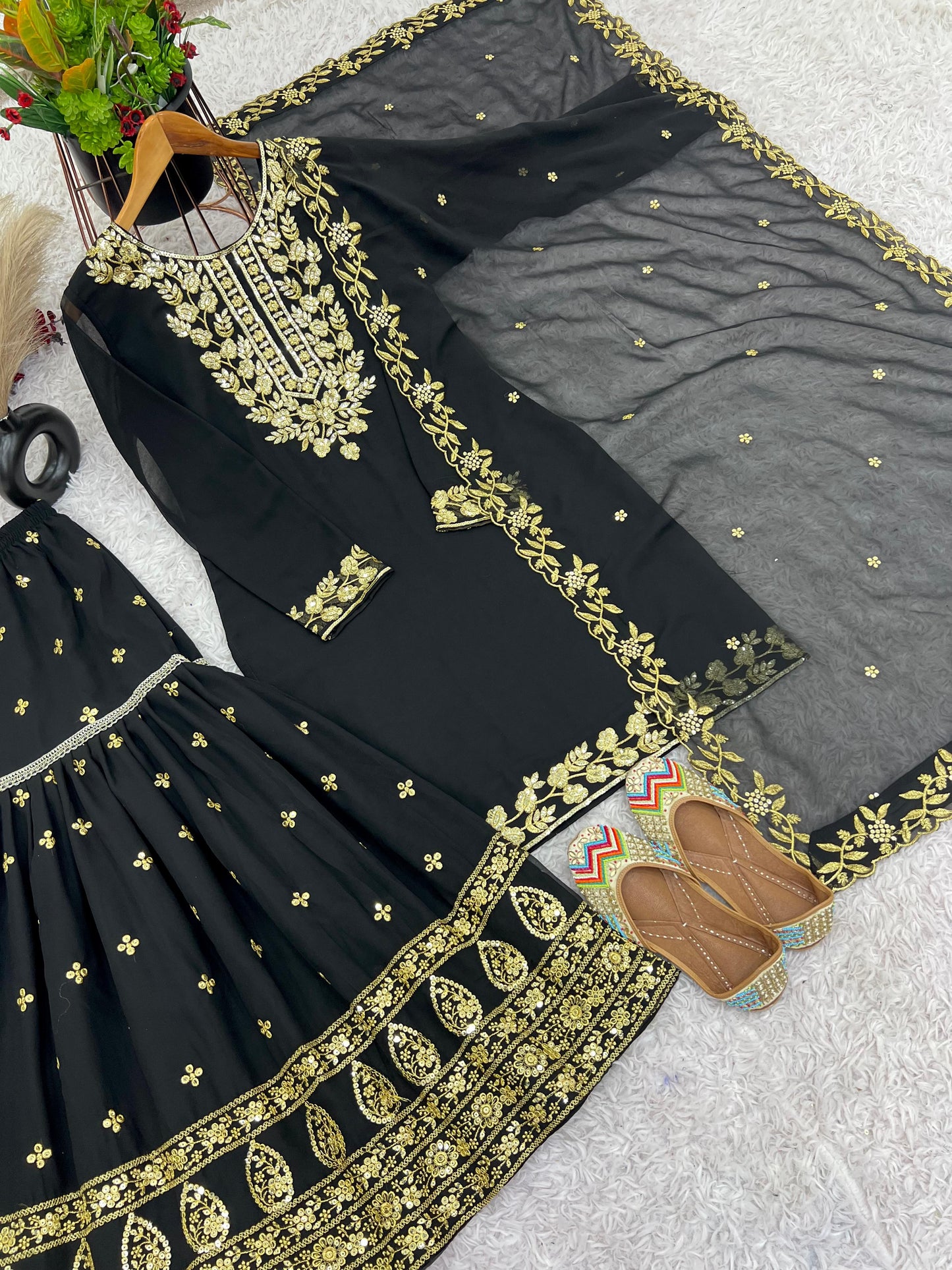 Product Image - Designer Georgette Saree Set for Festive and Wedding Wear