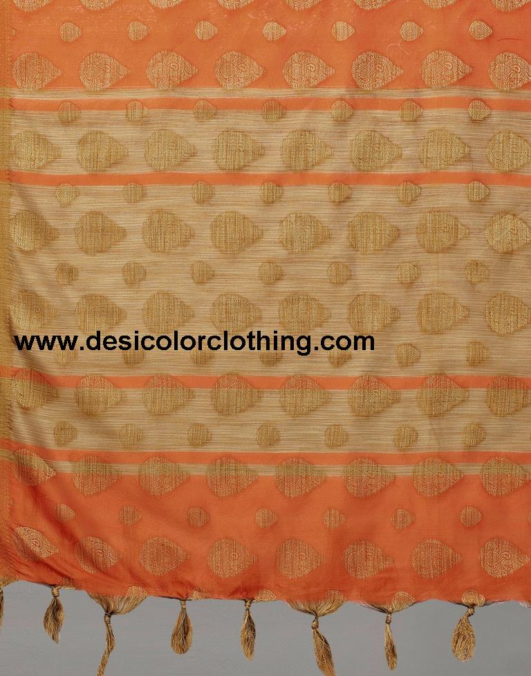 Orange Banarasi Silk Saree