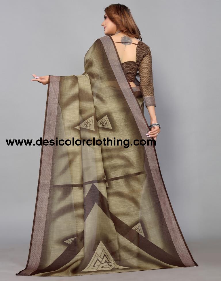 Brown Cotton Saree