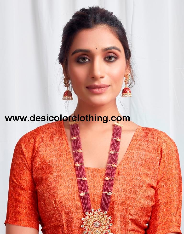 Rust Silk Printed Sarees