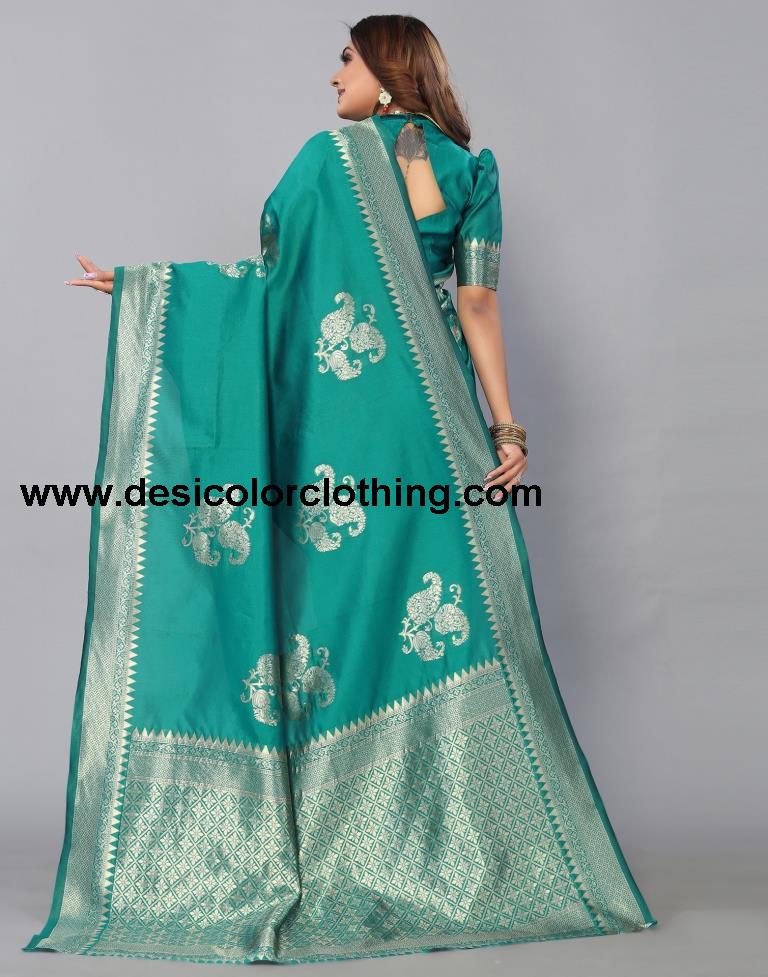 Rama Green Banarasi Silk Saree
