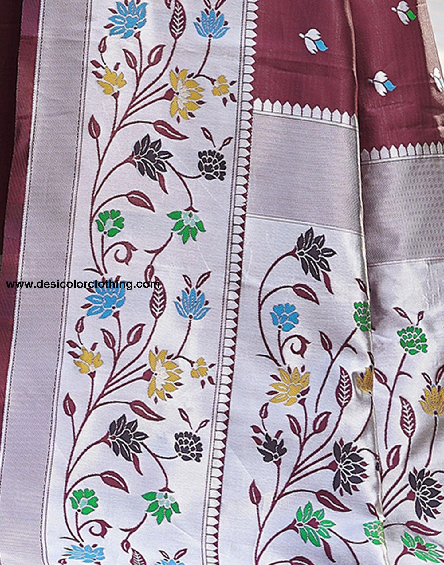 Silver Jacquard Silk Saree