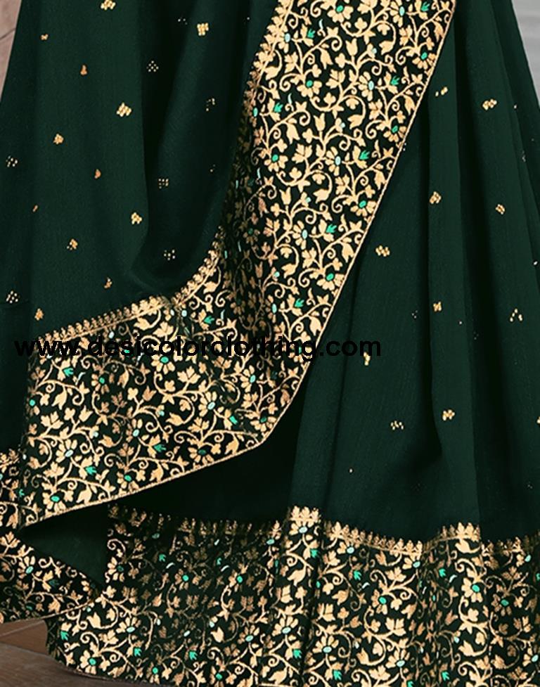 Dark Green Silk Plain Saree
