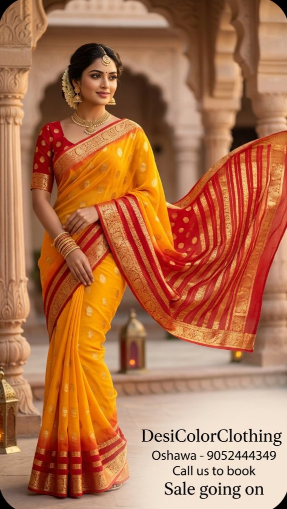 Product Image - Elegant Yellow Georgette Saree - 1