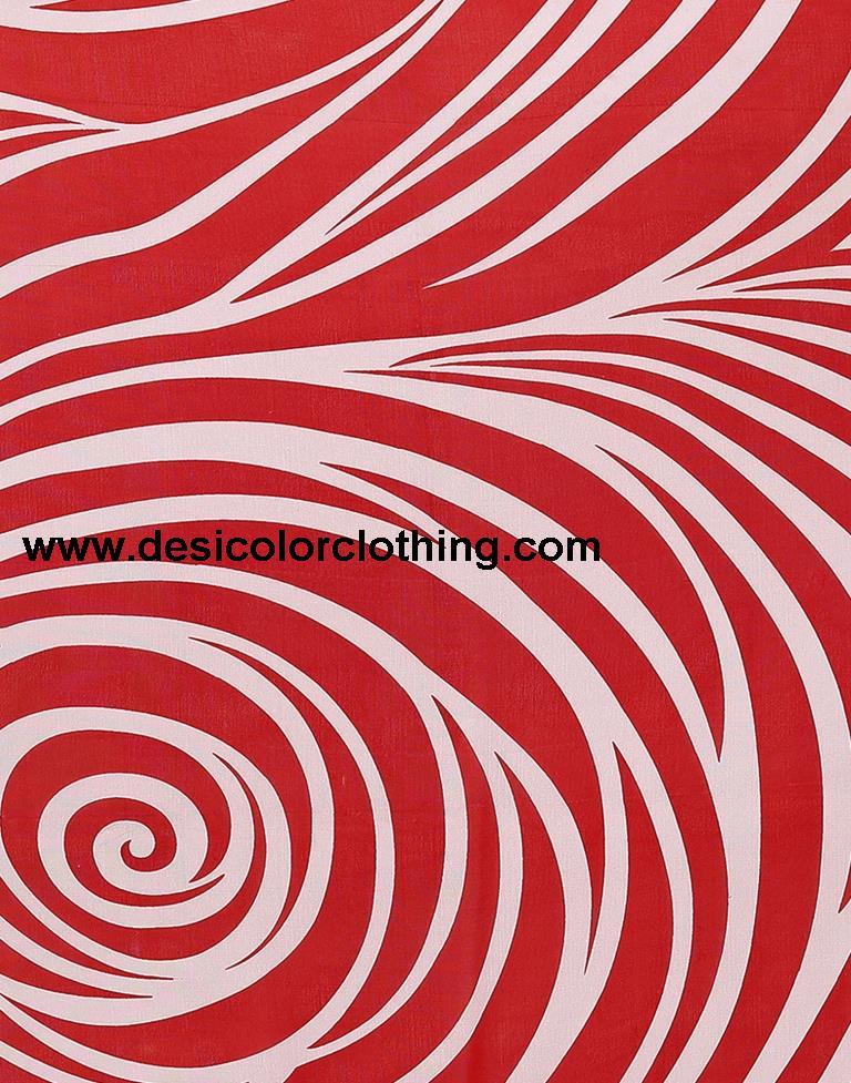 Red Printed Georgette Saree