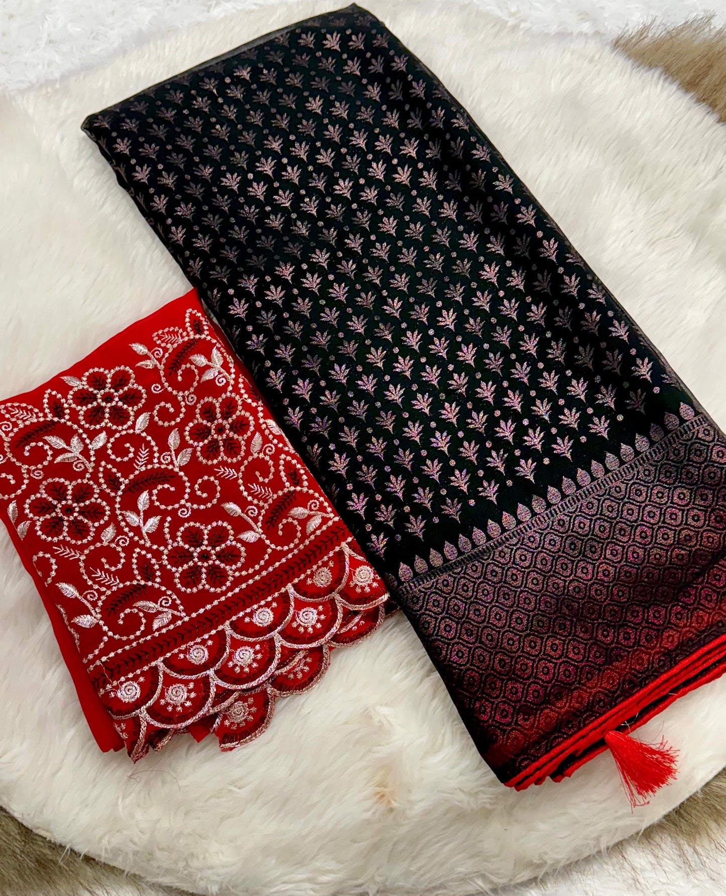Product Image - Elegant Black Berry Georgette Saree