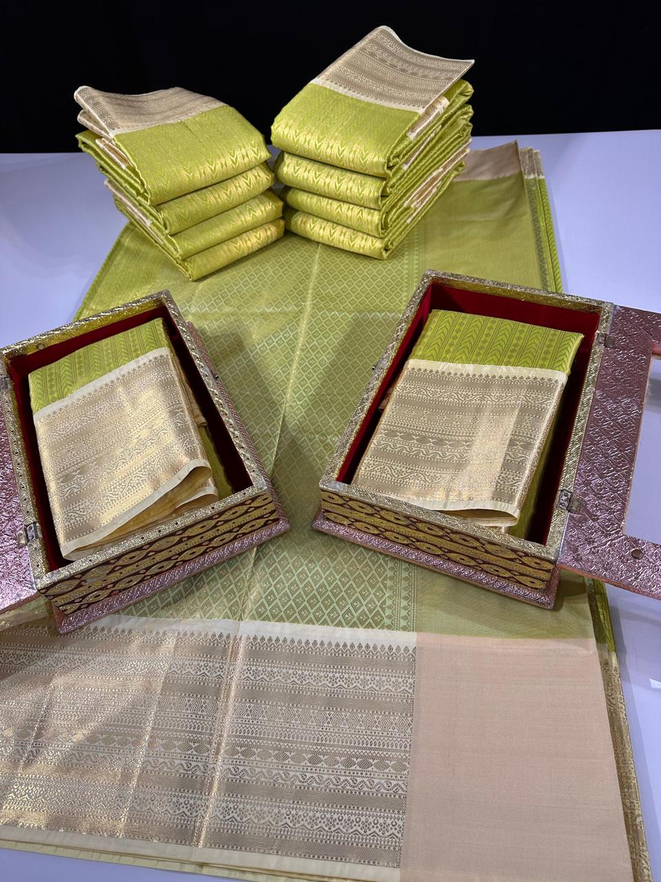 Product Image - Designer Saree in Georgette Fabric | Soft Banarasi Pattu Brocade