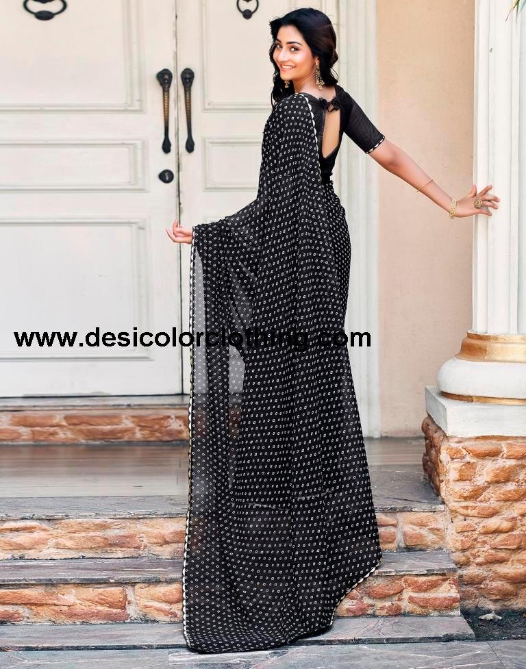 Black Georgette Printed Saree