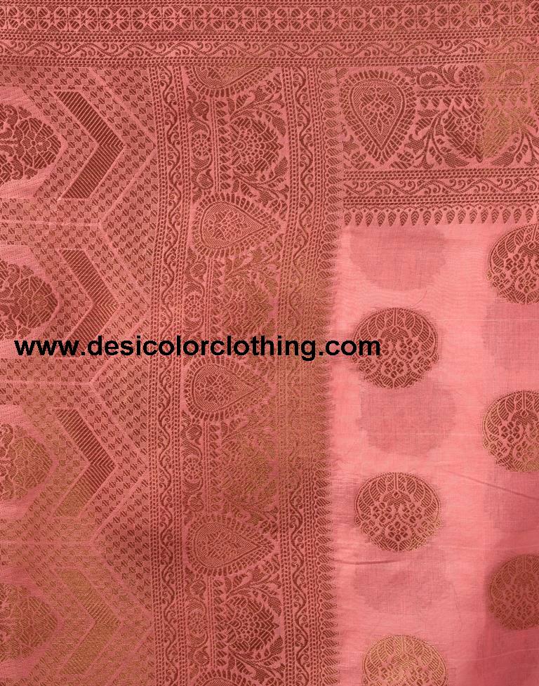 Dusty Pink Silk Plain Saree