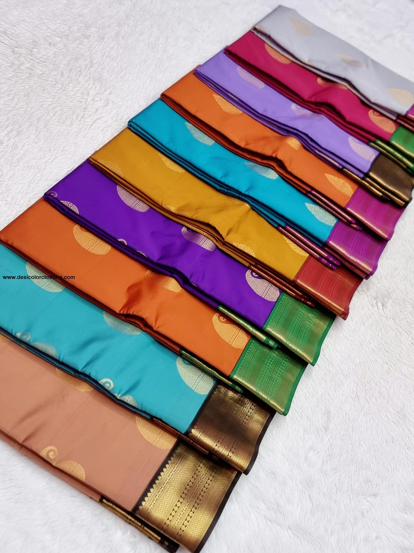 Kanchipuram Korvai Pattern Fancy Buttas Blended Silk Saree