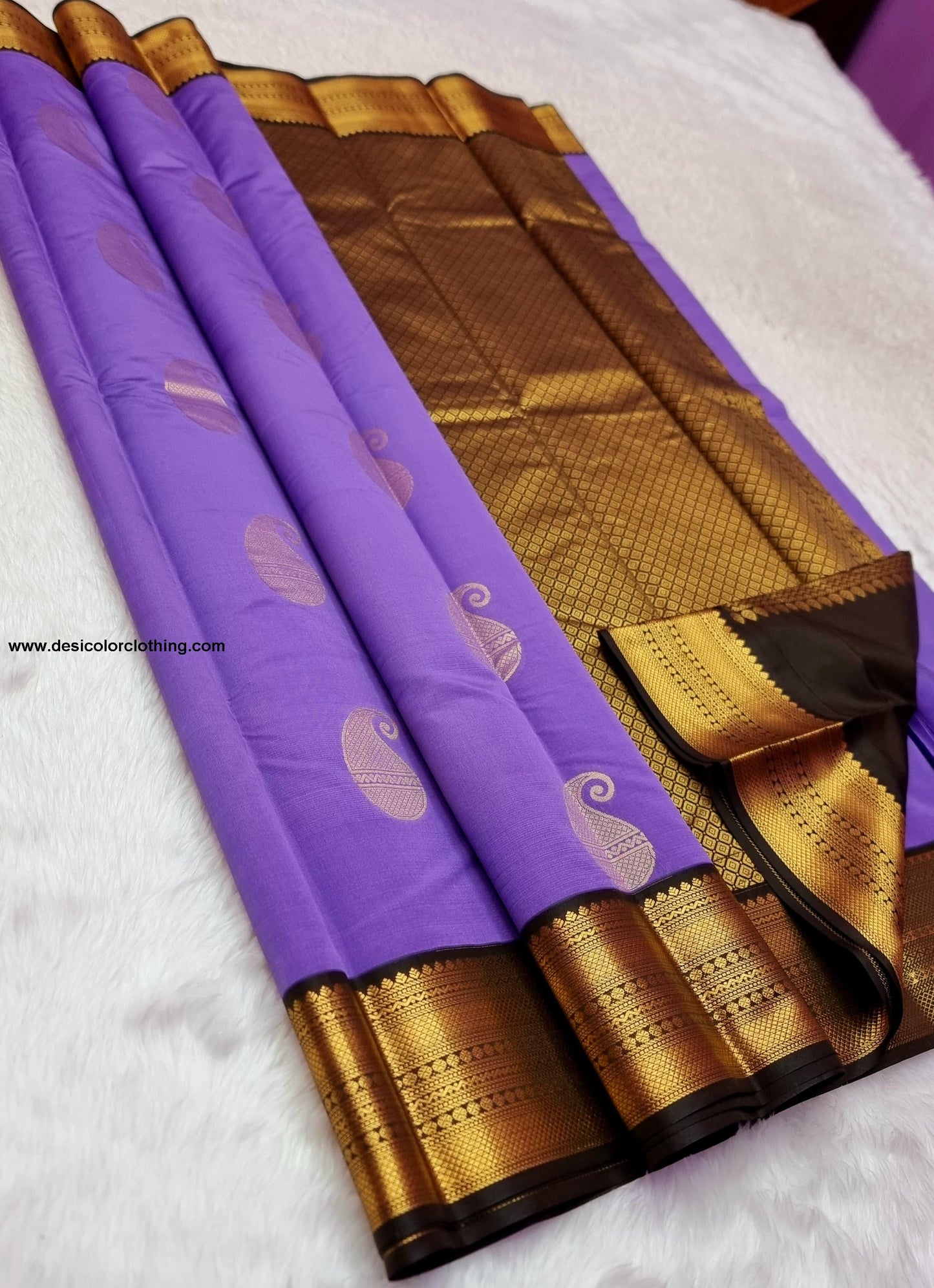 Kanchipuram Korvai Pattern Fancy Buttas Blended Silk Saree