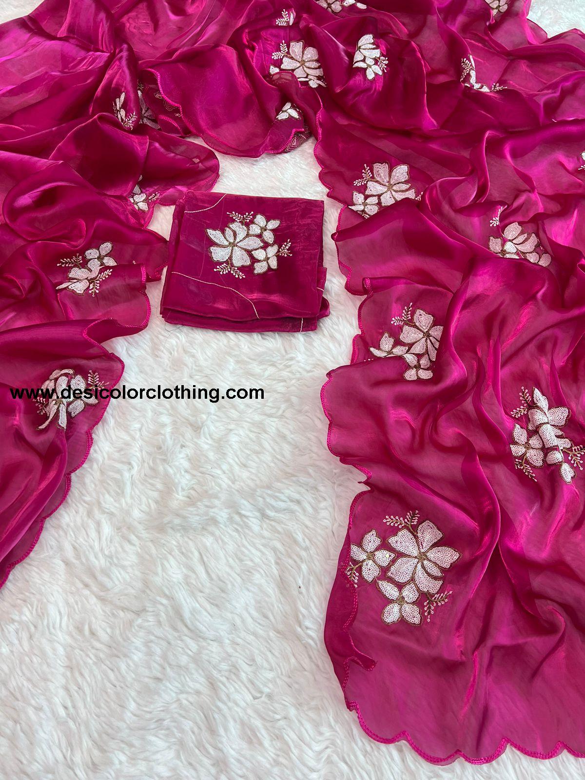 Pure Glass Jimmy Chu Chiffon Saree Collection*