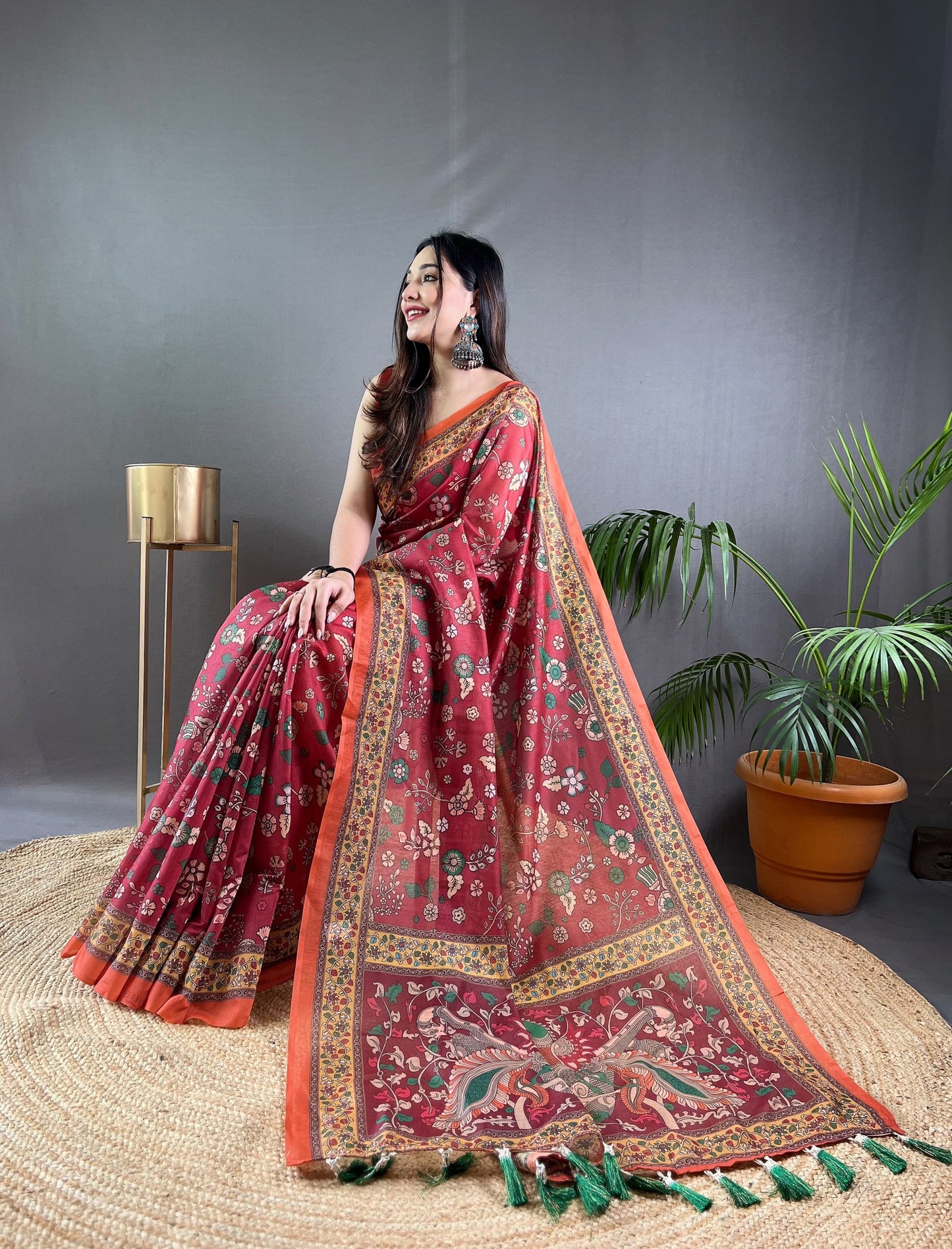 Product Image - Designer Malai Cotton Kalamkari Saree – Perfect Ethnic Wear