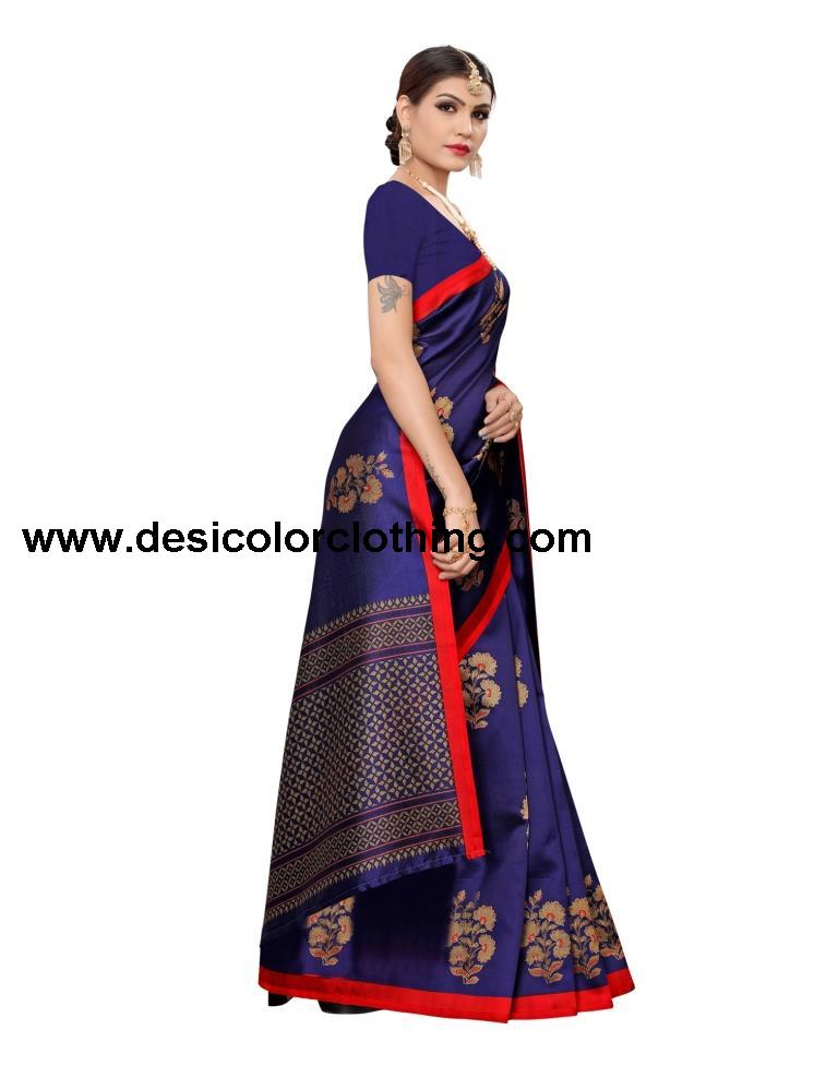 Blue Coloured Poly Silk Printed Casual saree