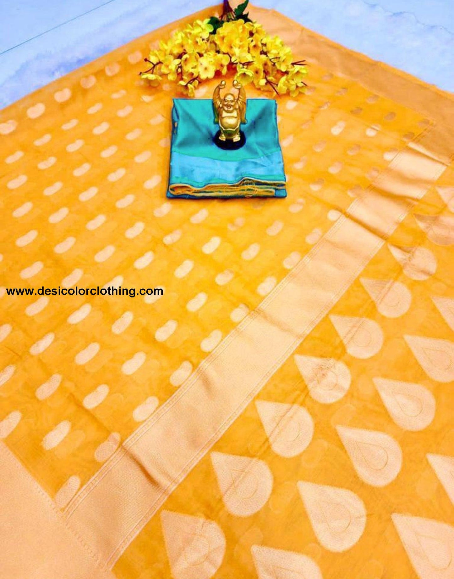 Yellow Silk Weaving Saree