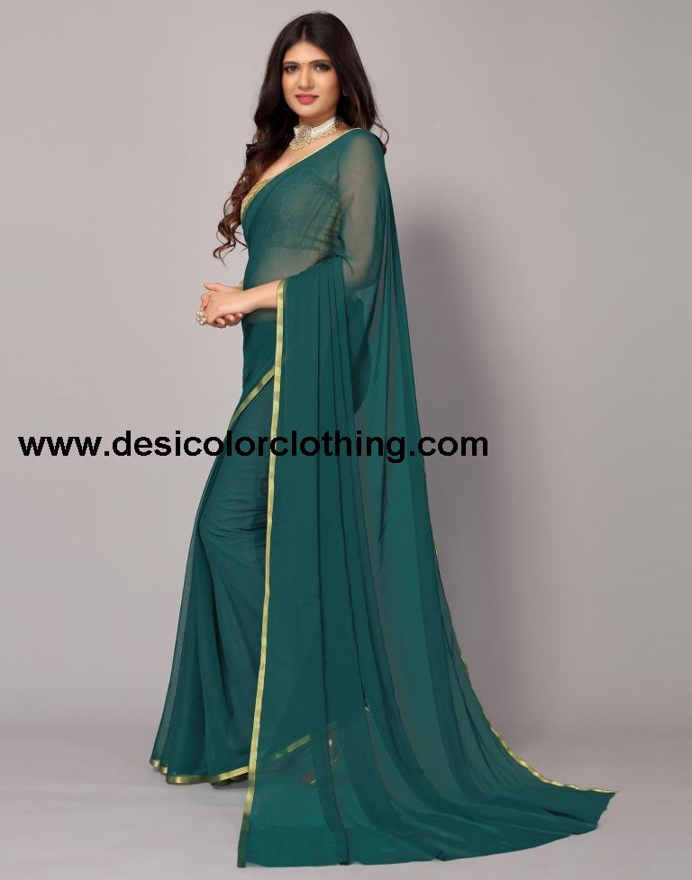Green Chiffon Saree