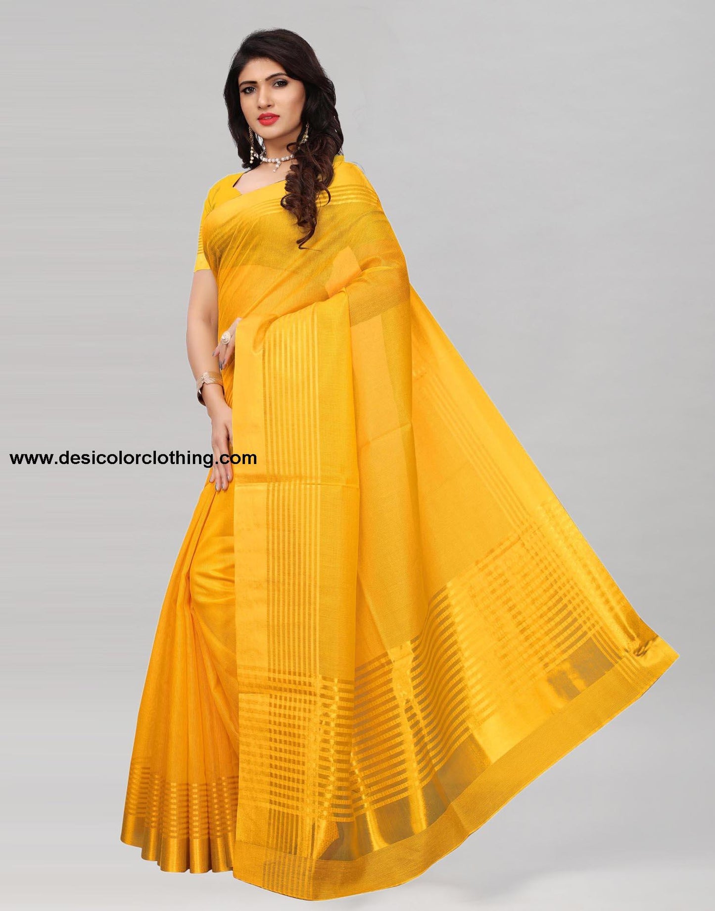 Yellow Cotton Silk Saree | 807S5