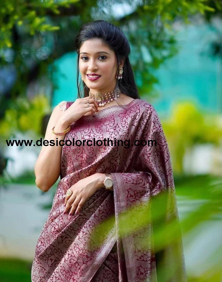 Cherry Red Banarasi Silk Saree