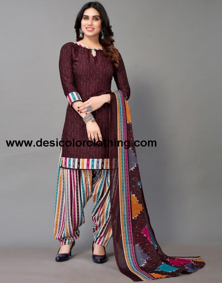 Printed Polyester Unstitched Salwar Suit Material