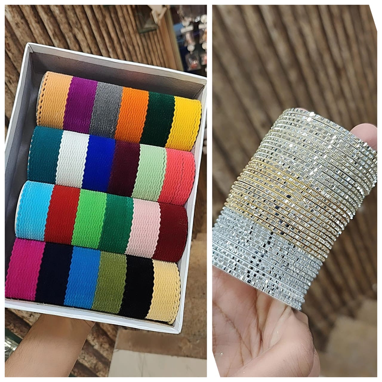 Trendy Bangle Set – Golden, Silver & Cream