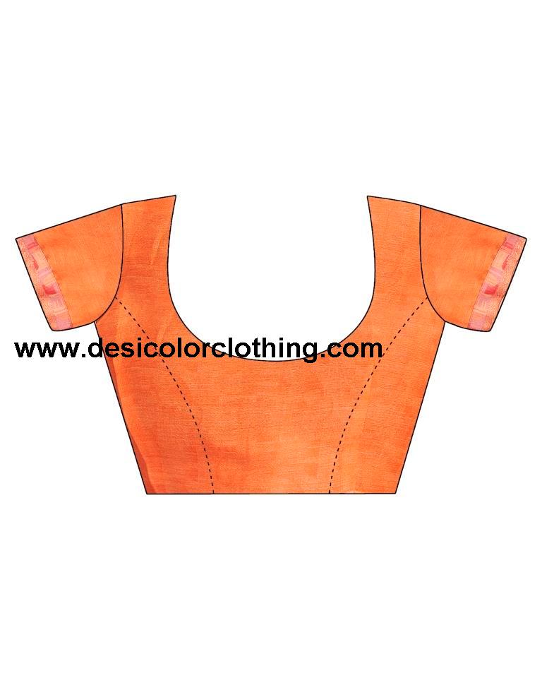 Orange Chiffon Printed Saree