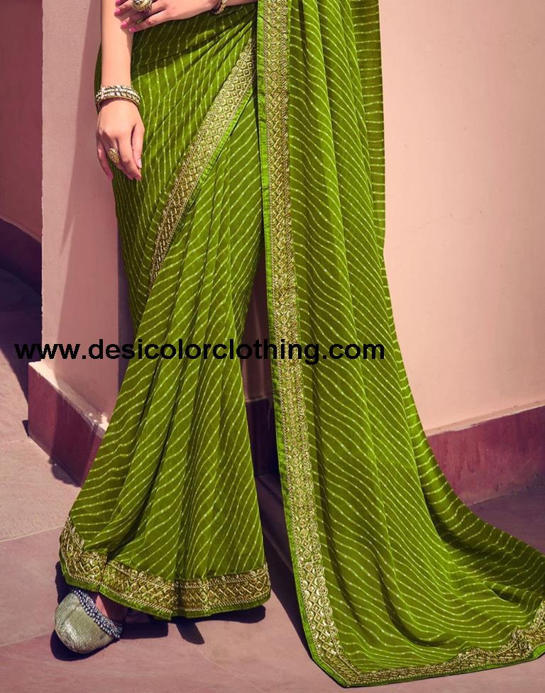 Olive Green Georgette Saree