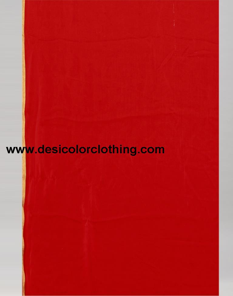 Red Plain Chiffon Saree